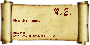 Mende Emma névjegykártya
